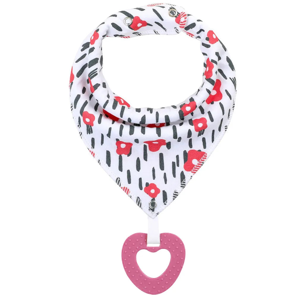Baby cotton feeding bibs: Multi-functional triangular drool pads with teething toy—skin-friendly,anti-spitup,keeps clothes clean