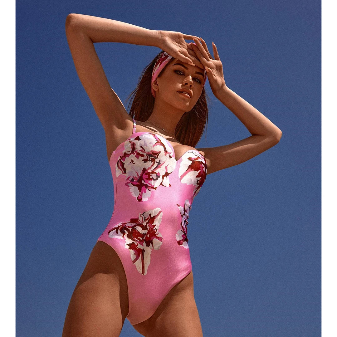 2025 New 2PC Push Up Women Bikini Set Skirt Floral Printed Bikinis Strappy Bandage Swimwear Brazilian Biquini Bathing Suit