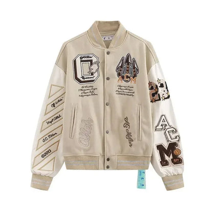 Bright Brick Craft Embroidered Jacket Women Mens Bomber Coats Thick Cotton Bomber Jacket American Veste Baseball Homme Jackets