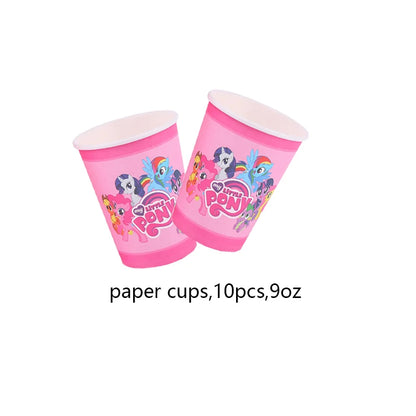 My Little Pony themed children's birthday party supplies, girls' first birthday tablecloth, tableware, paper cups, flag-raising