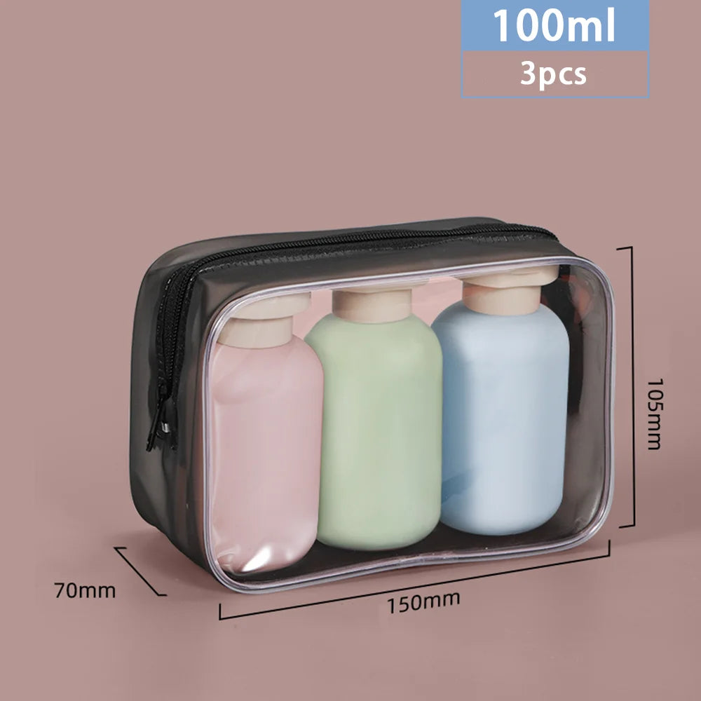 3pcs 100ml/200ml Plastic Travel Shampoo Bottles Clear Blue Shampoo Lotion Shower Gel Foam Pump Bottles