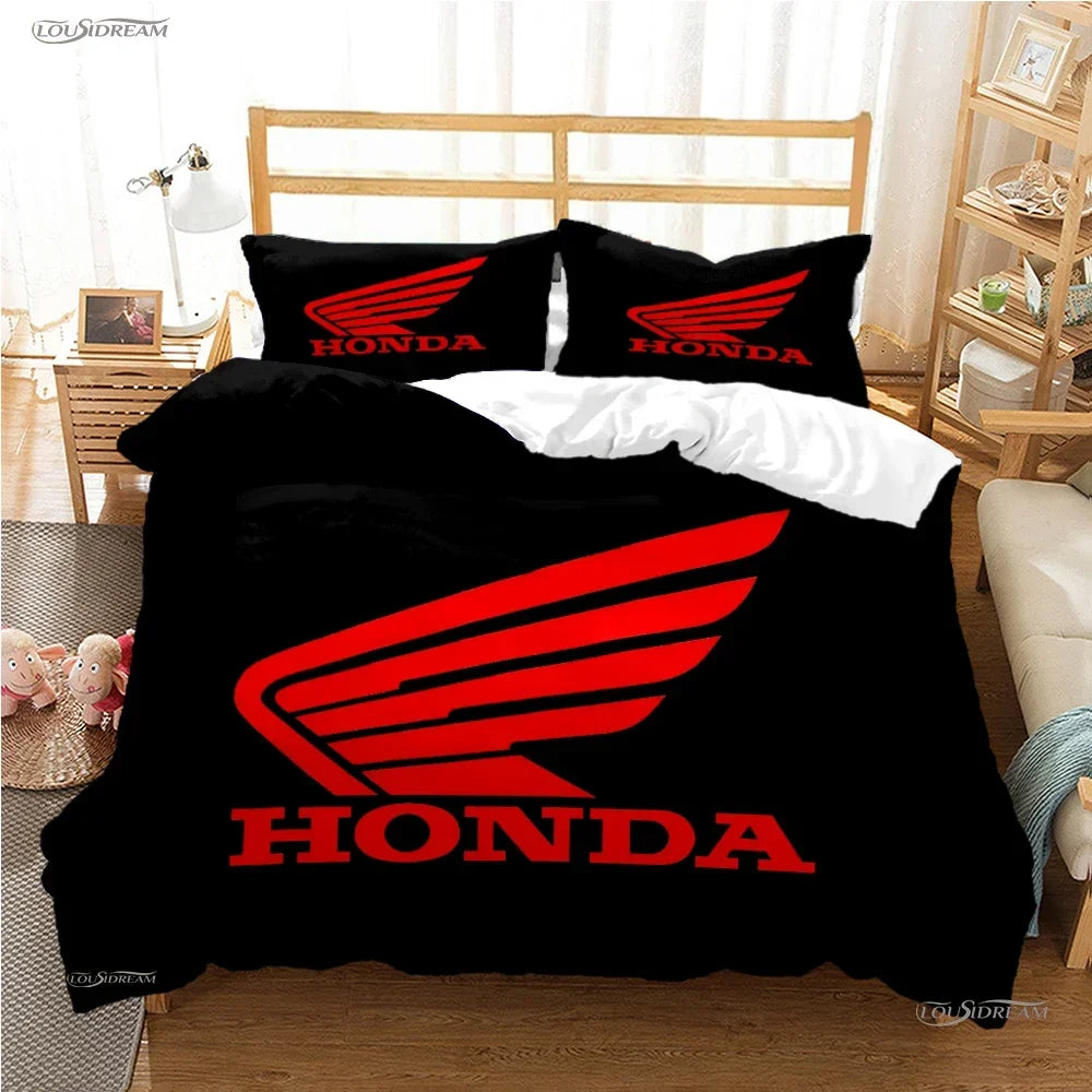 HRC-HONDA Motorcycle logo Duvet Cover Comforter Bedding sets Soft Quilt Cover and Pillowcases for Teens Single/Double/Queen/King