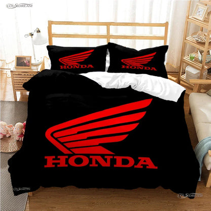 HRC-HONDA Motorcycle logo Duvet Cover Comforter Bedding sets Soft Quilt Cover and Pillowcases for Teens Single/Double/Queen/King