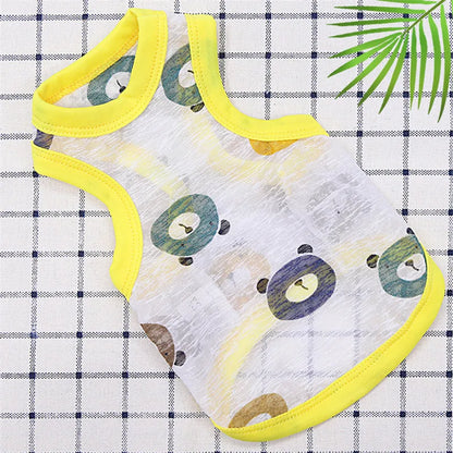 Cotton Pet Clothing Summer Sunscreen Vest Cool Breathable Dog Vest Cute Printed Puppy Dog T-shirt for Small and Medium Dogs Cats