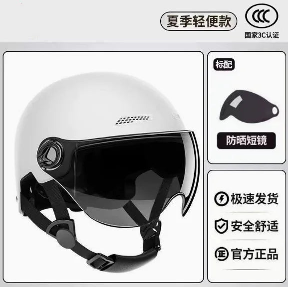 Motorcycle Open Face Helmet with Visor, Safety Scooter Helmet for Electric Bike & Cycling