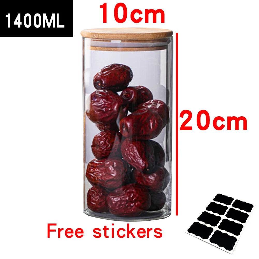 Glass Containers Food Glass Jars and Lids Glass Jar with Lid Kitchen Storage Box Organization Containers Bottle Spice Boats Tea