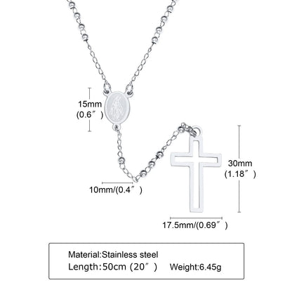 Simply Rosary Necklace,Cross Necklace, Virgin Mary Religious Necklace, Lariat Necklace for Men Women Jewelry