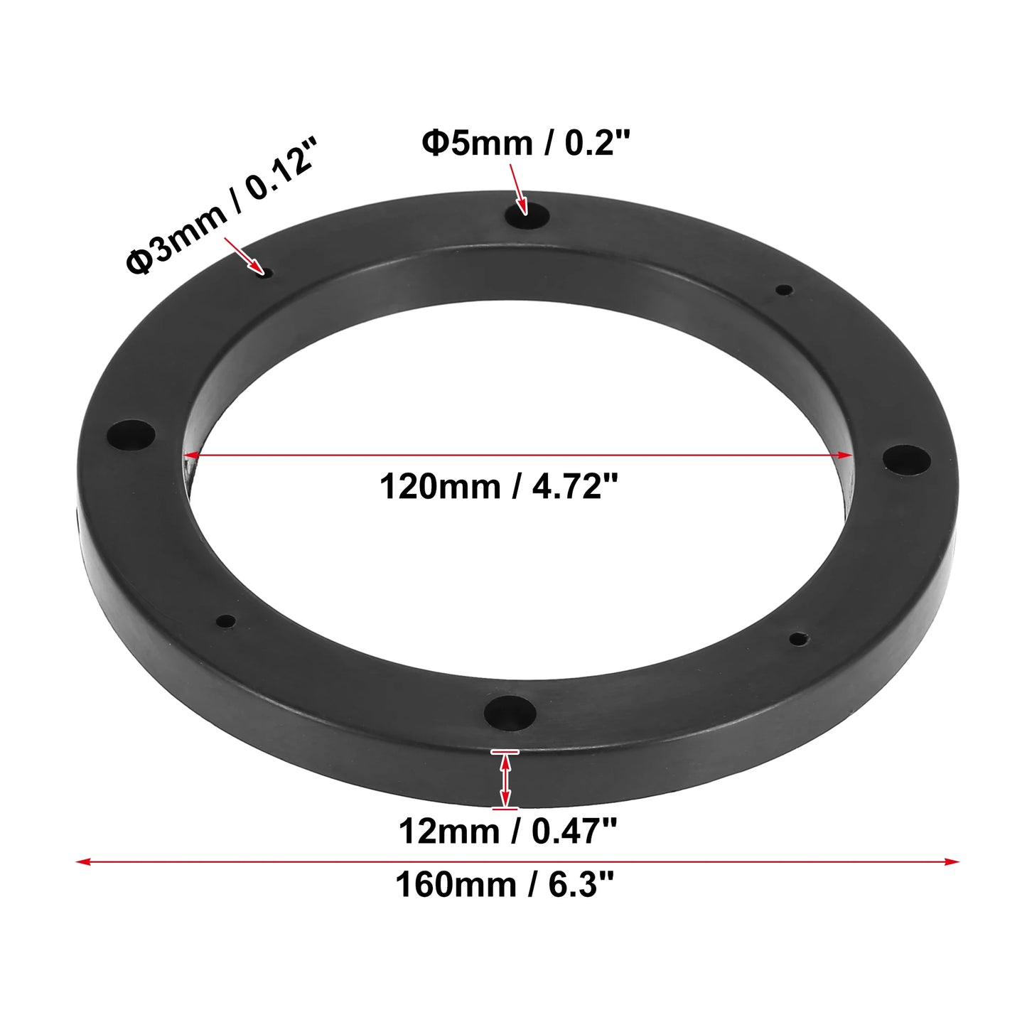 X Autohaux 2-4pcs 4 Inch 5 Inch 6.5 Inch Car Black Hollow Universal Speaker Spacer Mounting Spacer Plate Plastic 120mm ID