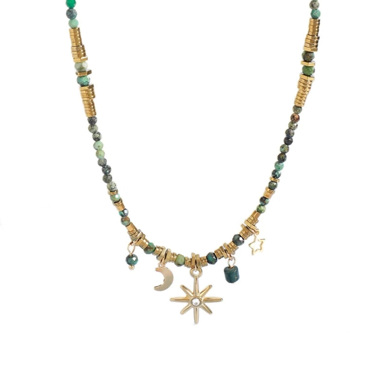 2023 New Fashion Metal Chain Necklace Vibrant Colored Beads Necklace Necklace