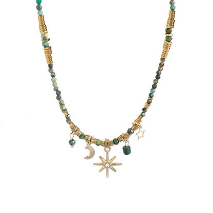 2023 New Fashion Metal Chain Necklace Vibrant Colored Beads Necklace Necklace