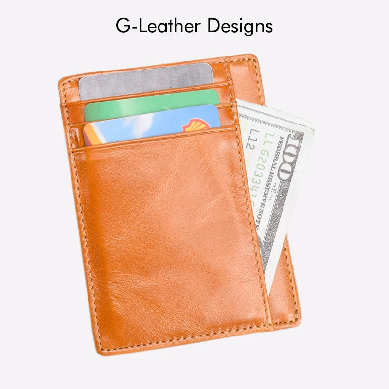 Vintage Genuine Leather Card Holder Oil Waxy Leather Credit Card Wallet Cases Unisex Slim Card Bag