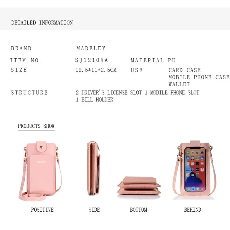 Women Bags Soft Leather Wallets Touch Screen Cell Phone Purse Crossbody Shoulder Strap Handbag for Female Cheap Women's Bags