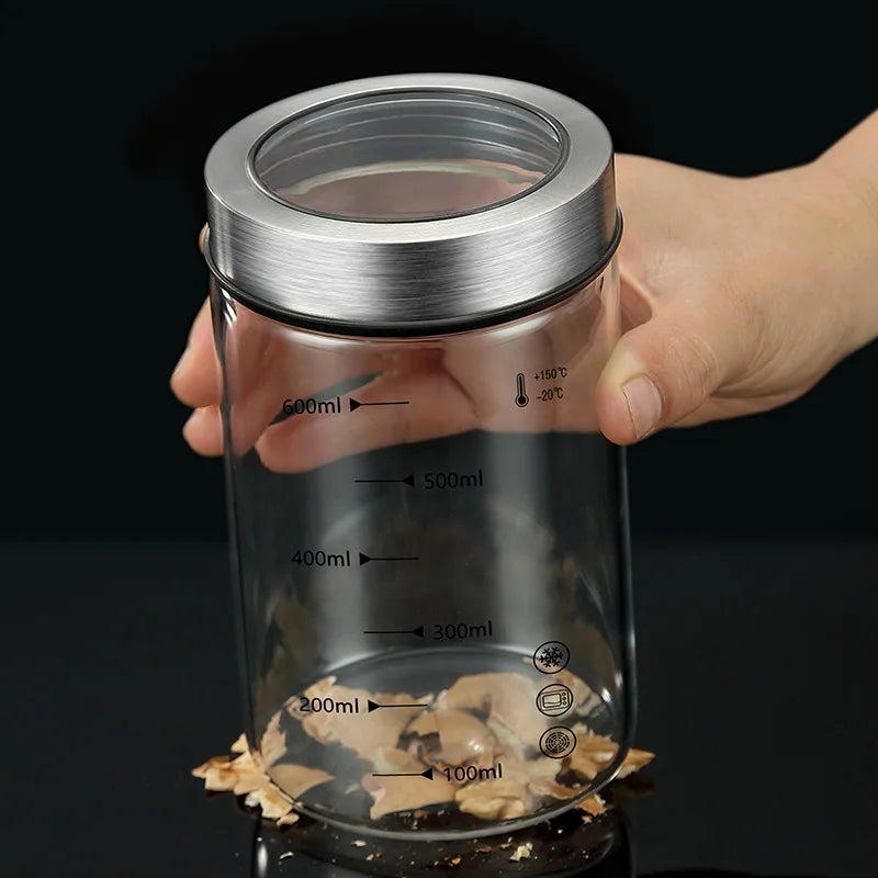 High Borosilicate Sealed Glass Bottle Kitchen Storage Jar Moisture-Proof Storage Box Household Coffee Bean Storage Jar seal pot