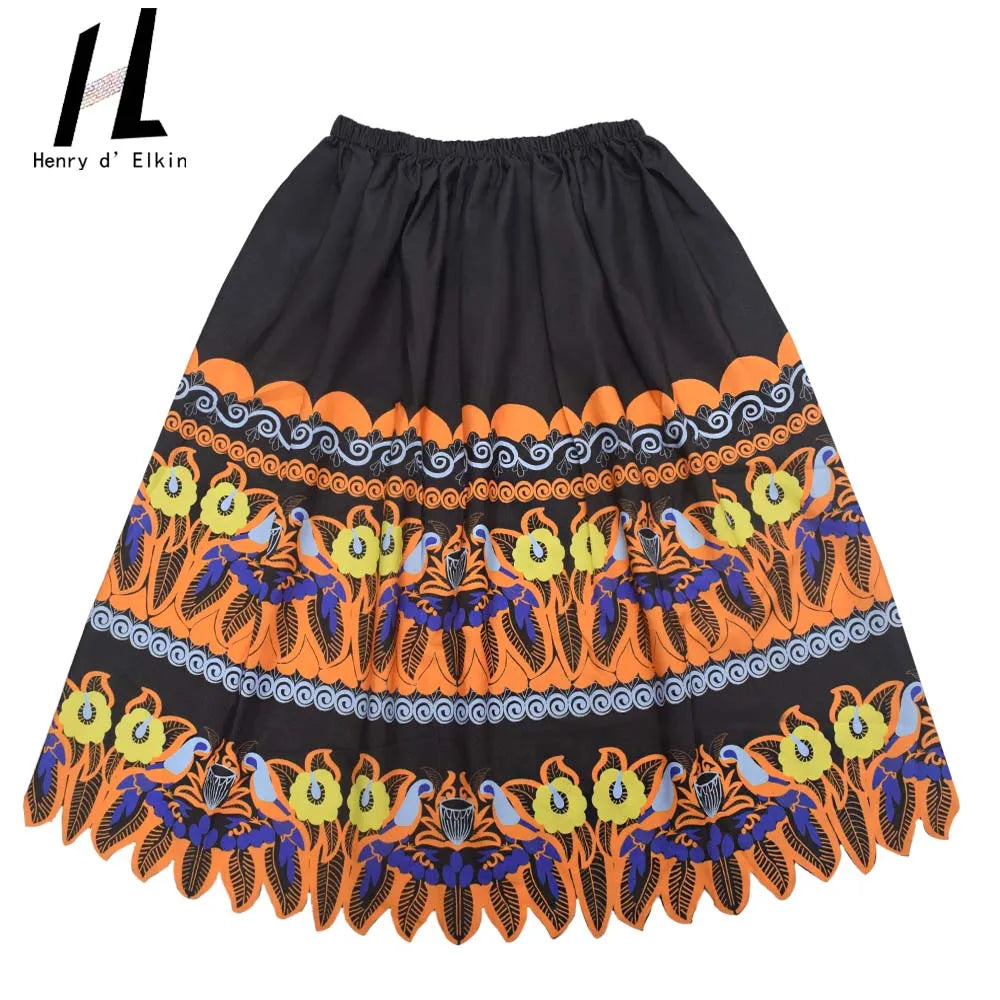 New Tropical Hawaiian Island Flower Pattern Skirt High Waist Printed Skirts Women's Clothing