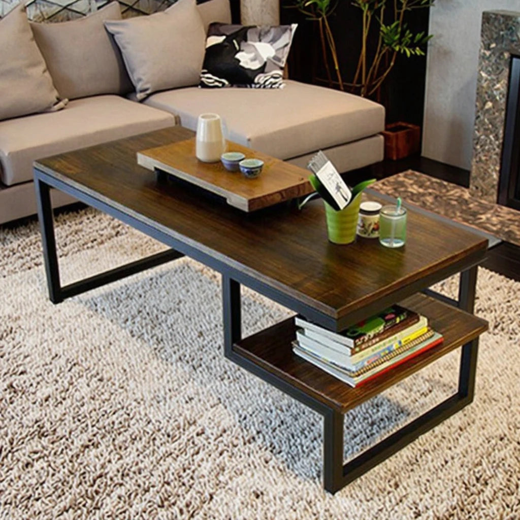 Leisure Wrought Iron Coffee Table Industrial-Style Side Table for Home Use