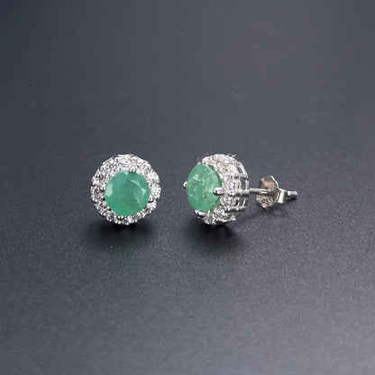 Elegant Natural Emerald Jewelry Sets Sterling 925 Silver Gemstone 5mm Fine Jewelry for Women Party Wedding Fine Jewelry Gift