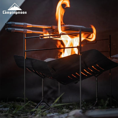 CAMPINGMOON Portable Outdoor Bonfire Folding Stainless Steel BBQ Stove Compact Camping Firewood Burning Platform