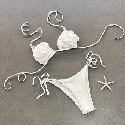 Sexy White Micro Bikini 2023 Women Swimsuit Female Swimwear Thong Bikinis Set Brazilian Halter Beach Wear Lace Up Bathing Suit