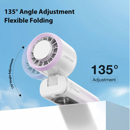 Portable Handheld Fan Transparent Design LED Digital Display 100 Gear Strong Wind Speed 135°Foldable 24-hour Battery Life F27
