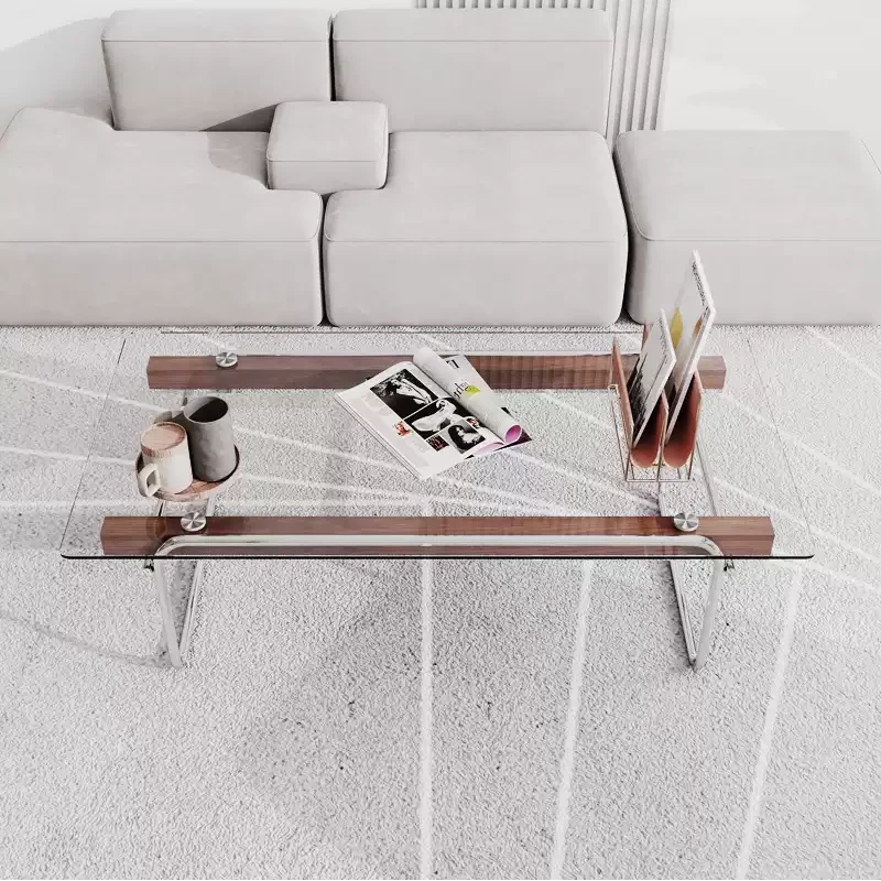 Living Room Coffee Table Premium Style Home Tempered Glass Heat-Resistant Corrosion-Resistant Odorless