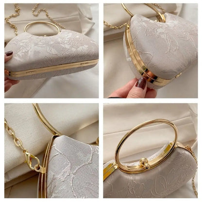 Fashion Polyester Fiber Evening Bags Elegant Chain Shoulder Bag Clutch Handbag Women