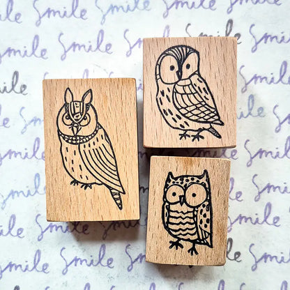 Stamp Scrapbooking Night Owl Journaling Supplies Kawaii Stationary Birds Wooden Stamps