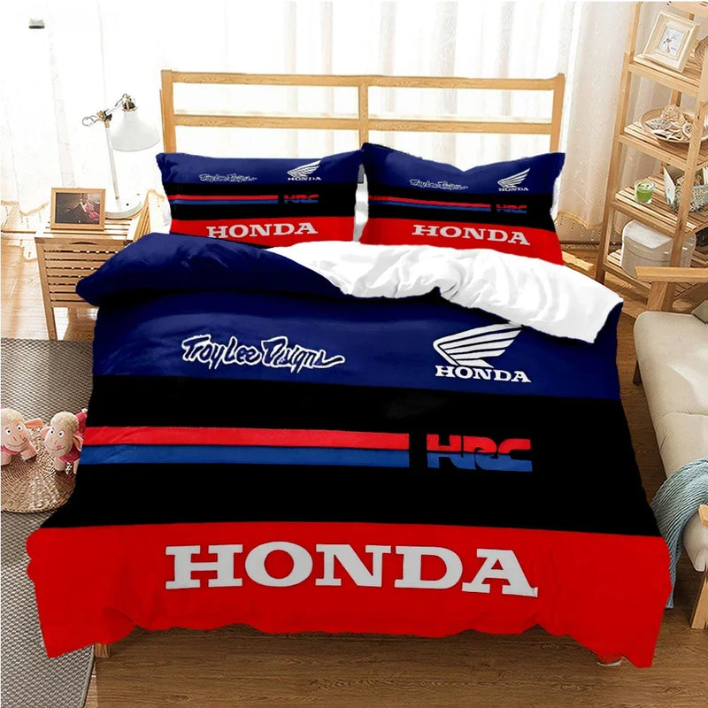 HRC-HONDA Motorcycle logo Duvet Cover Comforter Bedding sets Soft Quilt Cover and Pillowcases for Teens Single/Double/Queen/King