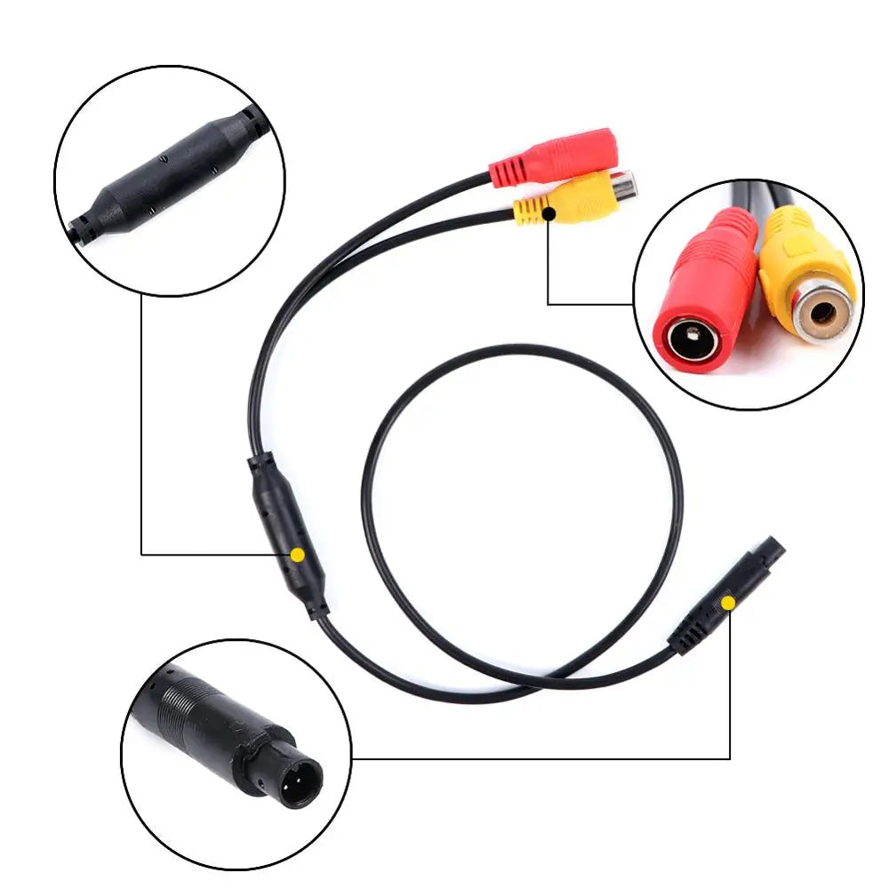 4-Pin Male Backup Reverse Camera Car Universal To CVBS RCA Female Connector Signal Power Adapter Wire Harness