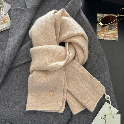 100% Wool Winter Scarf For Women Long Warm Cashmere Scarves Hijab Solid Lady Shawl Wrap Female Pashmina Bandana Head Scarfs New