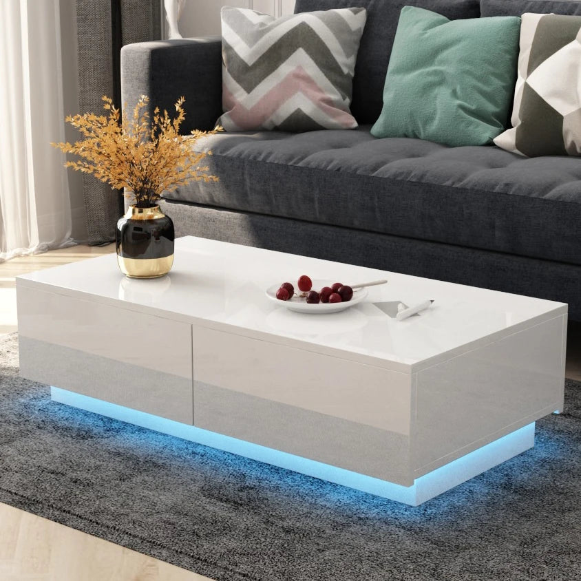 Living room mirror furniture glass top hollow center coffee table