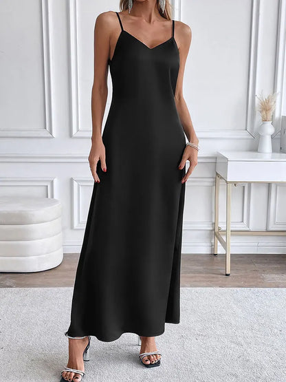 COOL BABES-2 Women's Maxi Dresses New Summer Black Sexy Deep V-neck Sling Backless Dress Female High Quality Slim Dress Clothing