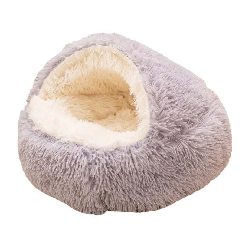 Plush Pet Cat Bed Round Cat Cushion Cat House 2 In 1 Warm Cat Basket Pet Sleep Bag Cat Nest Kennel For Small Dog