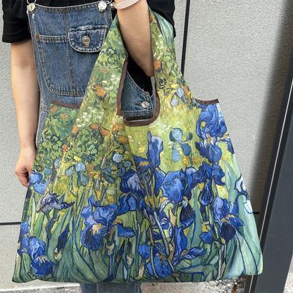 Large Foldable Shopping Bag New Fashion Reusable Grocery Storage Bag Nylon Portable Shoulder Handbag for Travel Pocket Tote Bag