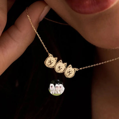 Custom Pet Portrait Necklace Pet Memorial Jewelry Pet Name Necklace Engraved Necklace Dog & Cat Necklace Women Necklace
