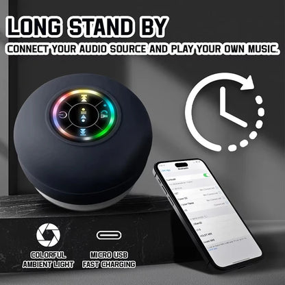 Portable Wireless Bluetooth 5.0 Speaker LED IPX4 Waterproof Loudspeaker Outdoor Bathroom Large Suction Cup Mini Stereo Sound Box