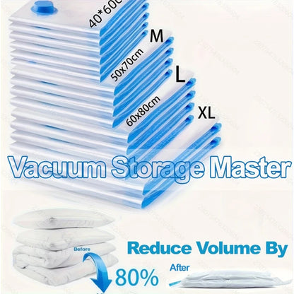 2/3/7 Pcs Vacuum Storage Bags for Clothes/Duvets, Heavy Duty with Hand Pump, Space Saver, Airtight, Reusable, Travel, Packing Cu