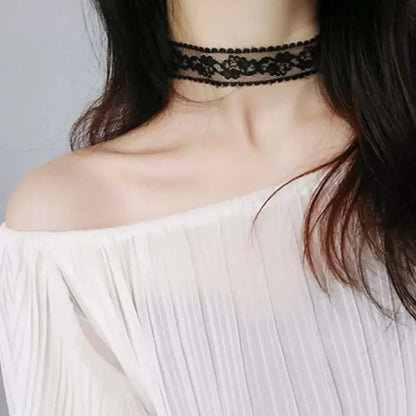 Short Lace Choker Nekclace for Women Girl Black White Color Fashion Romantic Necklace Gift for Party Wholesale Neck Jewelry