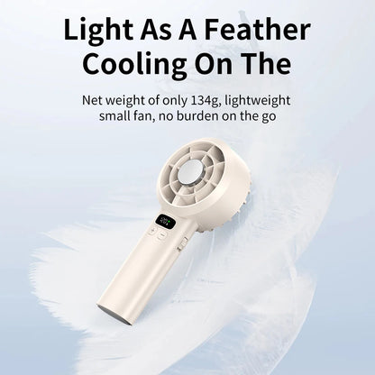Portable Handheld Fan USB Rechargeable Mini Fan High Speed Cooling Fan with LED Digital Display for Travel Camping Outdoor