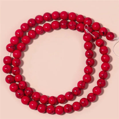 1 Strand Red Turquoise Stone Beads 4/6/8/10/12mm Round Natural Gemstone Bead for DIY Bracelet Necklace Jewelry Making Wholesale