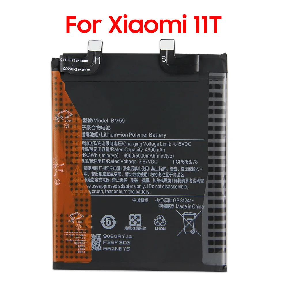 Replacement Phone Battery BM59 BM58 For Xiaomi 11T Mi 11T Pro Rechargable Batteries 5000mAh With Free Tools