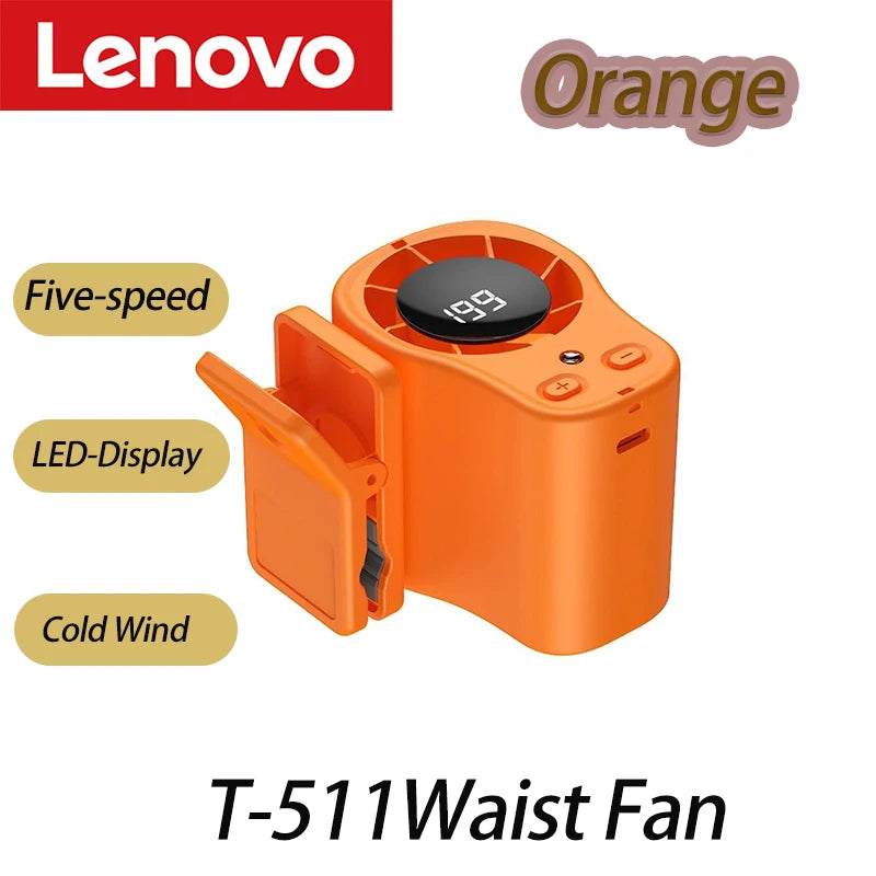 Lenovo Portable Handheld Fan LED Digital Display Lightweight Fan Pocket Size Low Noise Small Electric Fan  Outdoor Fan 2026New