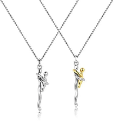 LATS Mother Child Hug Pendant Necklace for Women Men Mother's Day Father's Day Valentine's Day Creative Charm Jewelry Gifts