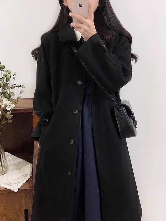 New Korean Fashion Loose Mid length Woolen Coat for Women Autumn and Winter Student Warm Woolen Jackets Women Winter Clothes