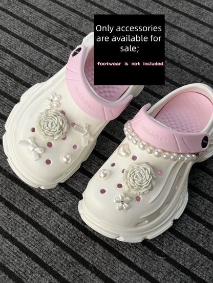 17pieces of fashionable shoe accessories: set of holes for shoe buckles, DIY new Flower Mountain Camellia 3D flower shoe adornm