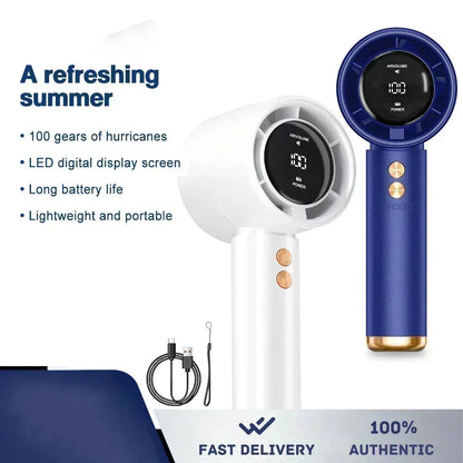 Portable Mini Handheld Fan Type C Rechargeable Digital Display Fan High-Speed Electric Cooling Fan Desktop Outdoor Small Fans