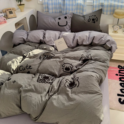 Brown Stripe Bedding Comforter Set Pillowcase bed sheet Single Full Size Bed Linen Duvet Cover Set Queen/King Double Single Bed