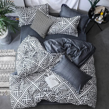 3pcs Couple Duvet Cover with Pillow Case Nordic Comforter Bedding Set Quilt Cover Queen/King Double or Single Bed