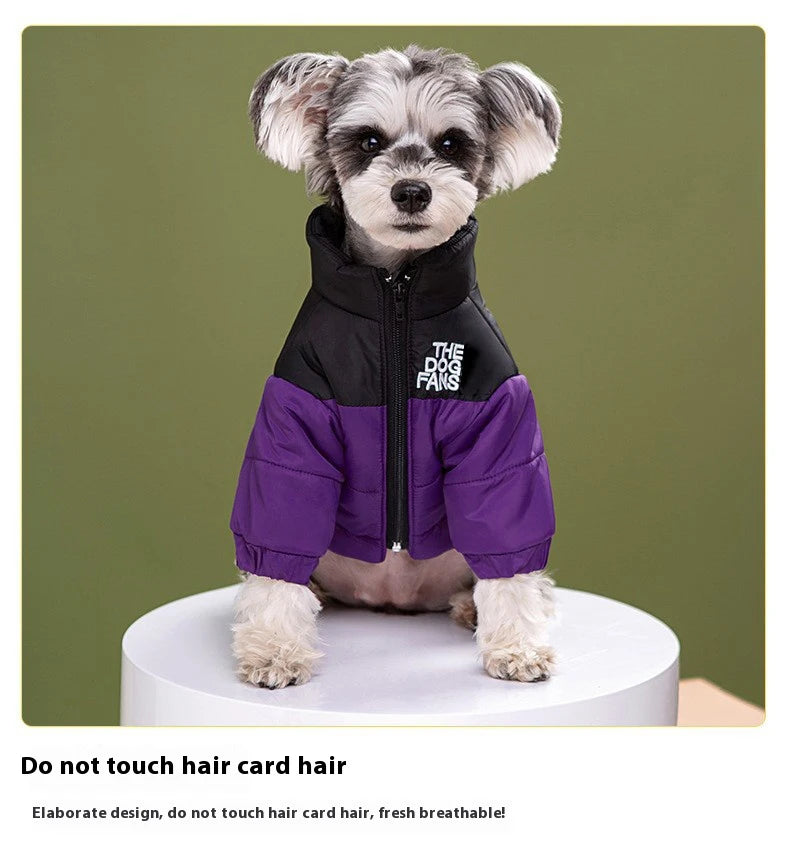 Fashion Pet Coat Clothes, Trendy Embroidered Dog Autumn and Winter Cotton Clothing, Pet Clothing, Thickened Warm Down Clothing