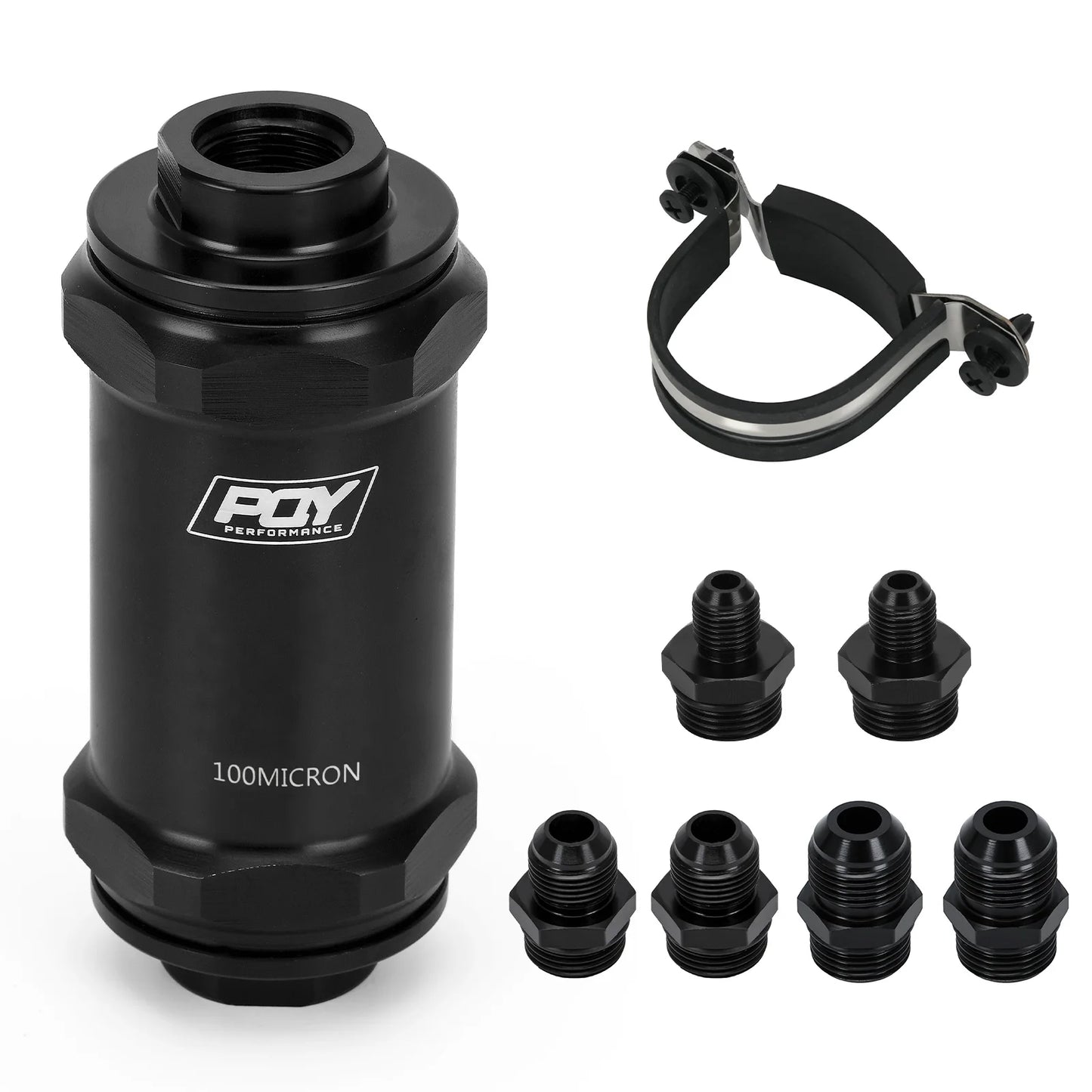 Inline Fuel Filter 10 Micron 100 Micron Fuel Filter Cleanable 6AN 8AN 10AN Adapter Universal