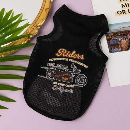 Fashion Summer Mesh Dog Cat Clothes Breathable Thin Puppy Kitten Vest Cute Cartoon Print Pet Clothing for Small Medium Dogs